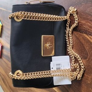 Coach Black Leather & Gold Crossbody